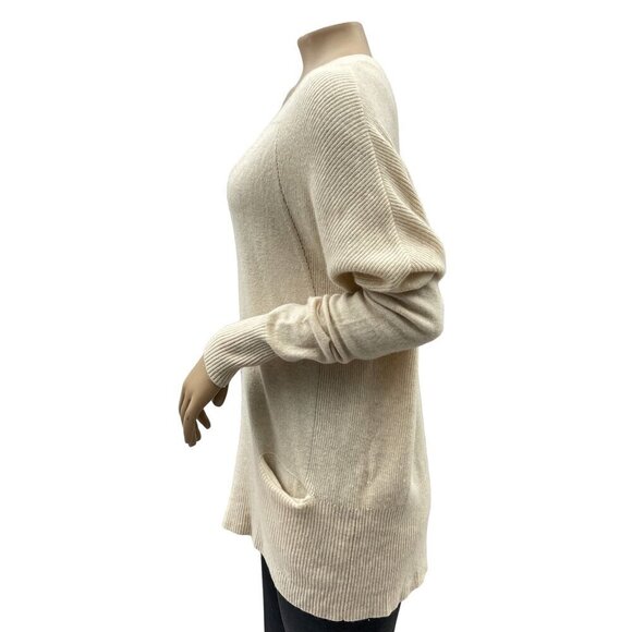 REPEAT V-Neck Oversized Cashmere Wool Sweater Pockets Cream Womens‎ 38/S - Picture 11 of 11